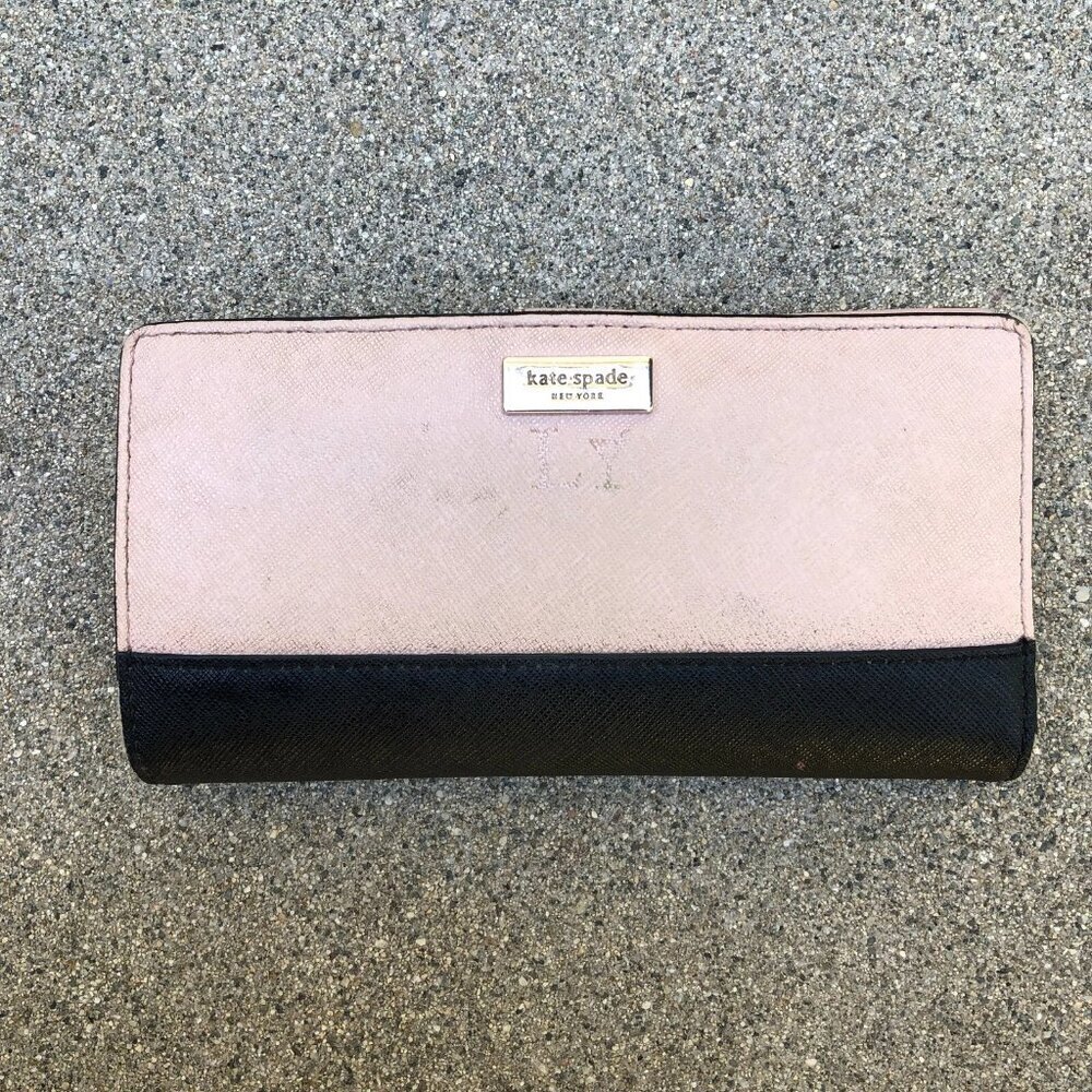 KATE SPADE Stacy Laurel Way Wallet Bifold Wallet Pink Black Card Holder